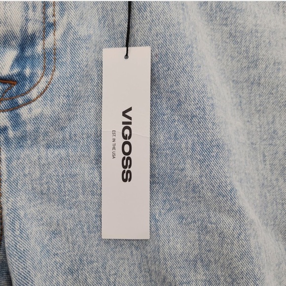 Vigoss Bermuda Cut Off Blue Denim High Rise Shorts Size 24 NWT - Picture 3 of 7